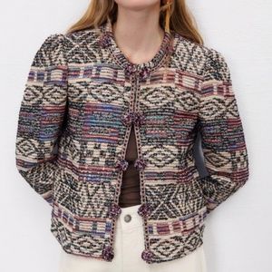 NWOT Zara Multicolor Ethnic Knit Jacket in Multicolor Large